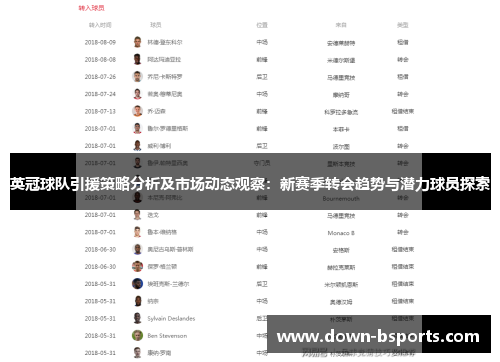 英冠球队引援策略分析及市场动态观察：新赛季转会趋势与潜力球员探索
